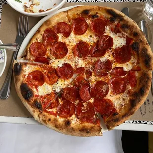 Pepperoni pizza- enough for one who is hungry.
