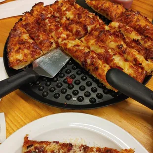 Stamp collector pizza and brown sugar bacon cheese sticks