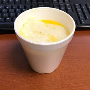 Behold!  The bacon, egg, cheese and grits breakfast bowl!