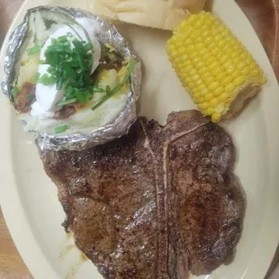 T-Bone Steak with a Baked Potato and Corn on the Cobb is our Thursday Night Special