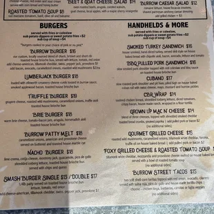 New menu of burgers!