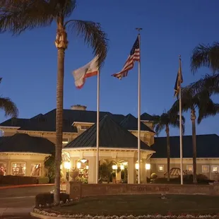 the front of the hotel at night