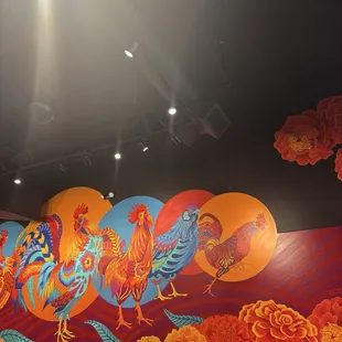 Beautiful mural all along the wall
