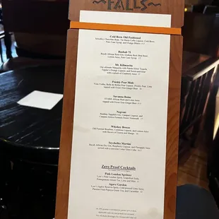 Drink menu