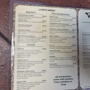 Lunch menu