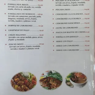 Specials menu