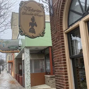 Outside the cute sign!