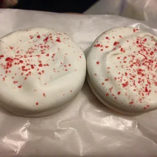 Chocolate covered red velvet Oreos.