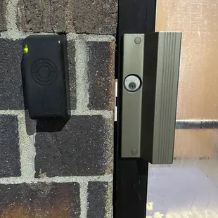 No security, they cut out the latch from the door jam.