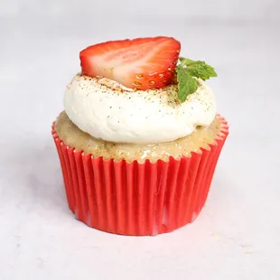 Three Amigos! - Creamy, three milk soaked sponge topped with whipped cream, cinnamon sugar and a strawberry.