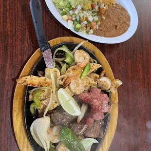 Menu #4 - mixed grilled Parrillada, shrimp was fresh, sausage, beef, chicken was tender
