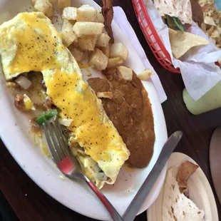 Bacon onion jalapeño omelette