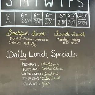 Hours and lunch specials