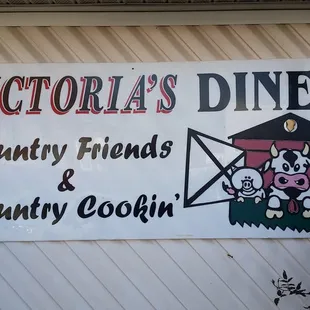 a sign for victoria&apos;s diner