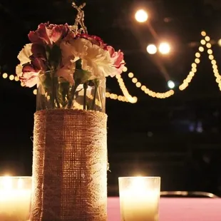 Centerpiece/decor by Victoria&apos;s Kitchen Catering.  Photo from a guest.