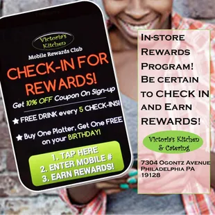 Frequent in store check in program... Ask when you come in!