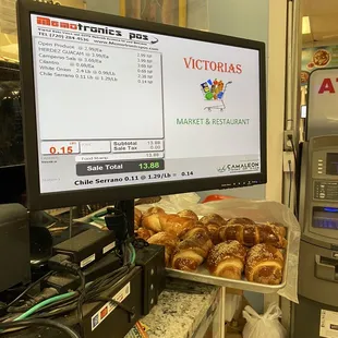 a display of fresh pastries