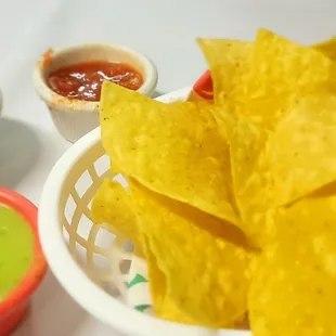 Chips and 3 delicuous salsas- can't pick a favorite