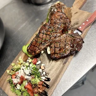 steak and salad
