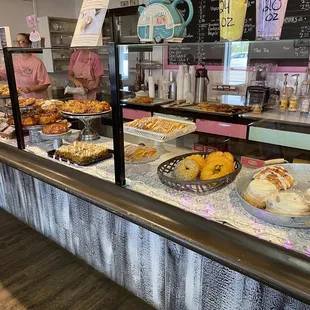 a variety of pastries on display