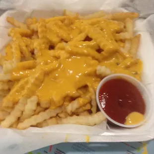 I just love cheese fries, expensive but good.