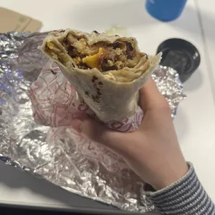 Sausage breakfast burrito