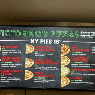 menu, pizza