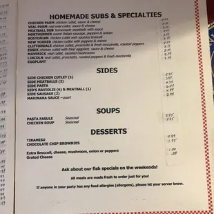 menu