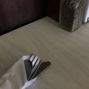 the tables were not completely busted down before sitting.