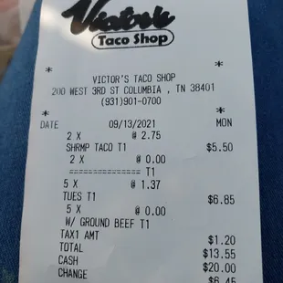 the receipt