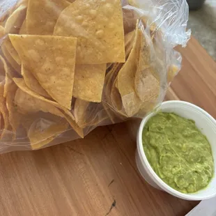 Big bag of chips with guac