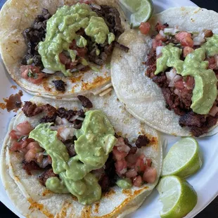 pollo asada tacos and carne asada tacos