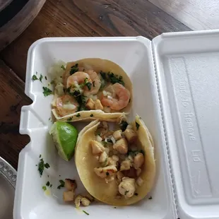 Chicken taco and shrimp taco