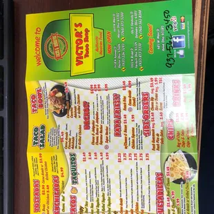 menu, tacos