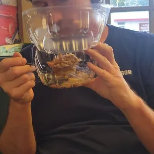 Enjoying desert.