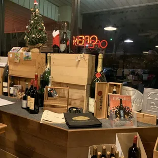 bottles of wine on display