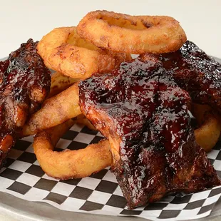 BBQ Ribs &amp; Onion Rings