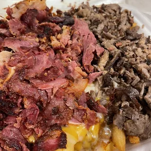 a plate of meat and potatoes