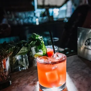 a cocktail on a table