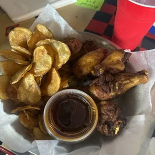 chicken wings and fried chicken, food