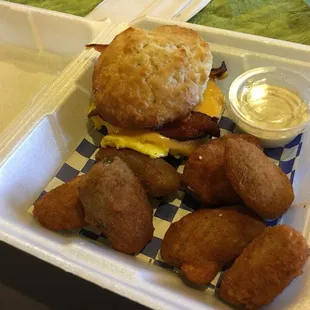 Getting my cheese fix. Cream cheese Jalepenos poppers and awesome biscuits!