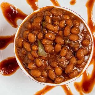 VLBBQ House Baked Beans w/ Award-Winning VLBBQ Original &amp; Spicy Sauces