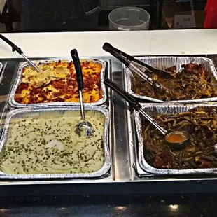 a buffet of food