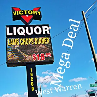 a sign for victory liquor