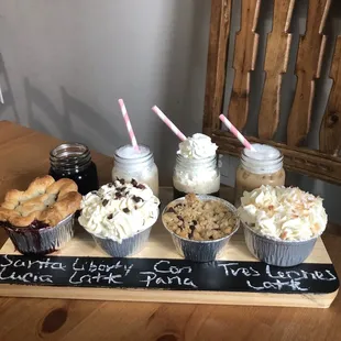 a variety of desserts