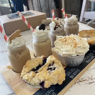 Pie flight, blackberry cobbler, coconut cream