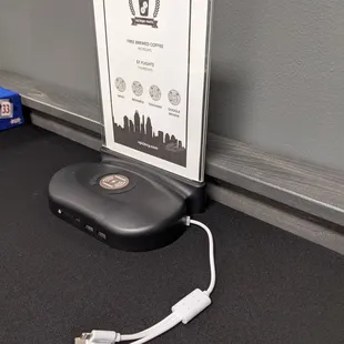 Charging stations at the tables