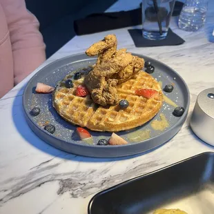 Chicken and waffles are good