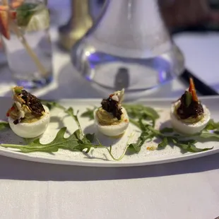 Oxtail deviled eggs