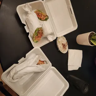 Chicken pita sandwich and chicken shawarma.